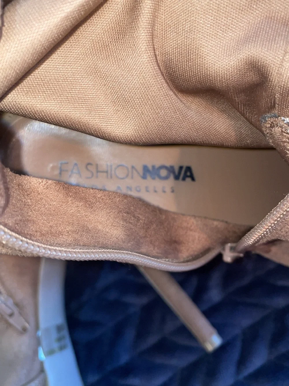 Fashion Nova Beige Suede Over-the-Knee Platform Stiletto Boots